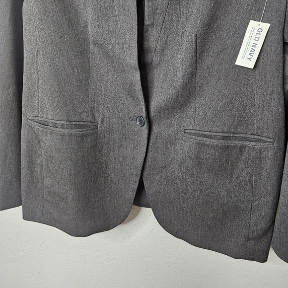 Old Navy Blazer‎ Womens XL Gray 1 Button Suit Jacket Career Business Office NWT - Picture 3 of 9